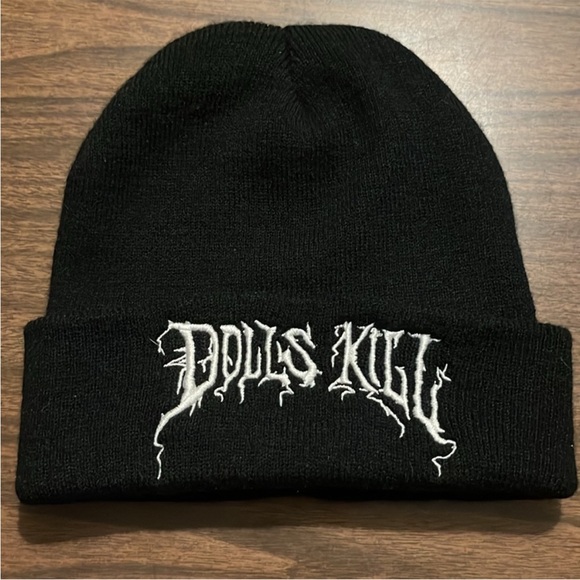 Dolls Kill Black Beanie Hat - Picture 1 of 2